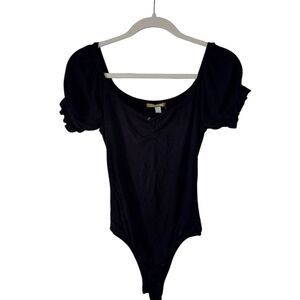 Gianni Bini Black Puff Sleeve Bodysuit